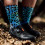 SOX FOOTWEAR Electric Leopard Blue Crew Cycling Socks