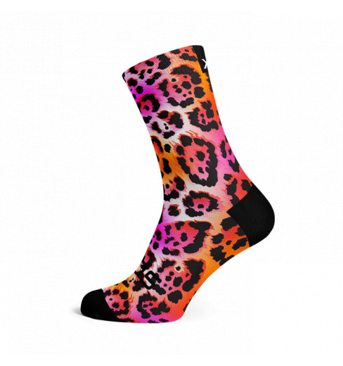 SOX FOOTWEAR Electric Leopard Pink Crew Cycling Socks