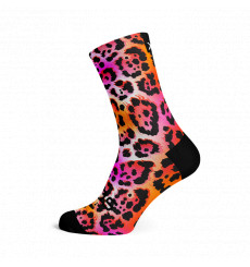 SOX FOOTWEAR Electric Leopard Pink Crew Cycling Socks