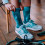 SOX FOOTWEAR Solid Teal Crew Cycling Socks