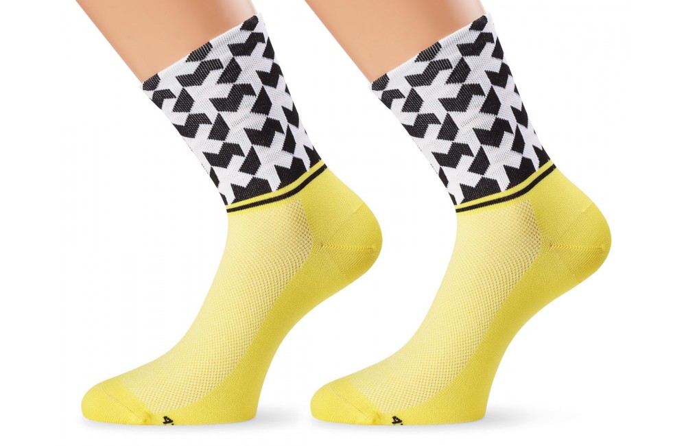 ASSOS MILLE Cycling Socks Black/White/Yellow/Blue US 9.5-12 EU 43-46 EURO Racer