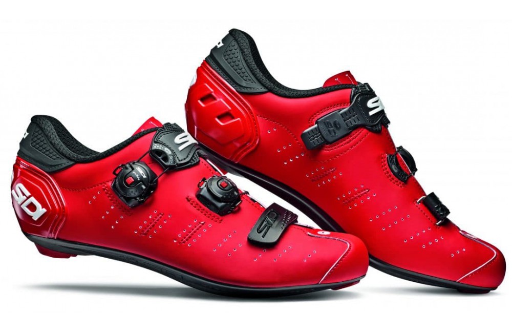 red cycling shoes