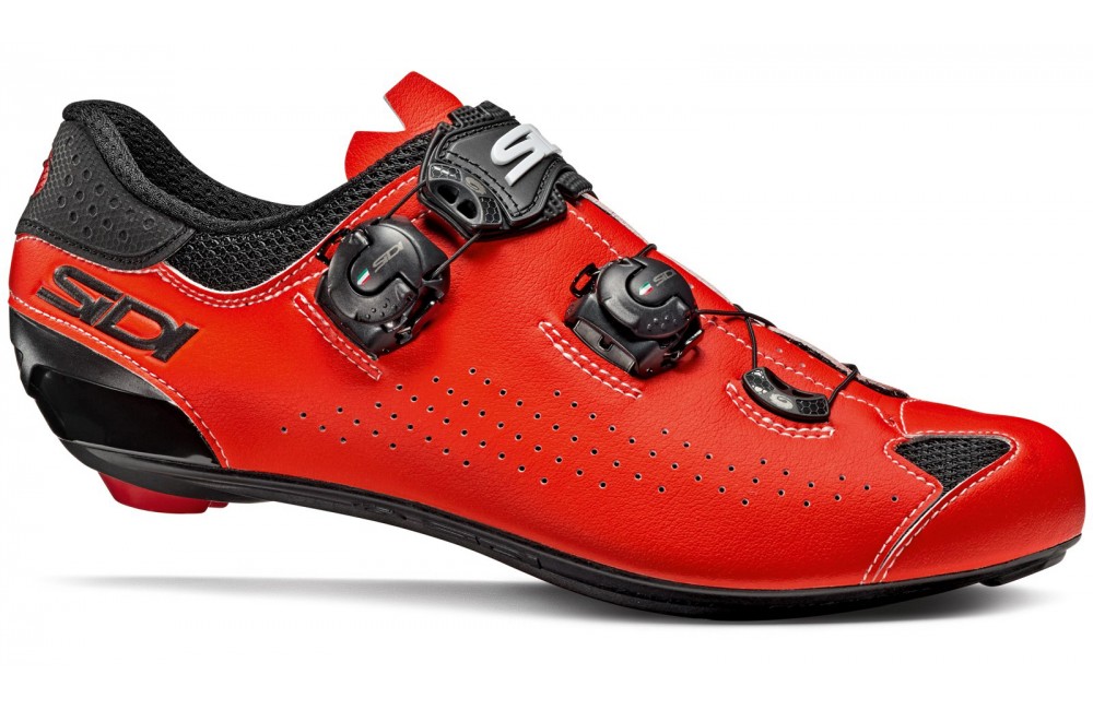 red cycling shoes