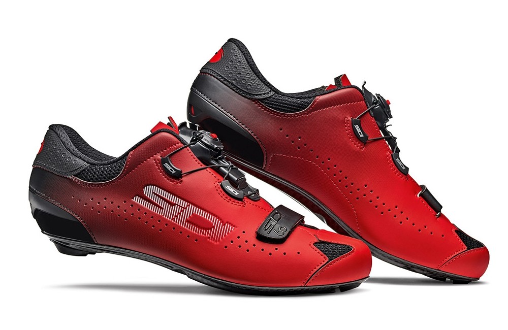 red cycling shoes